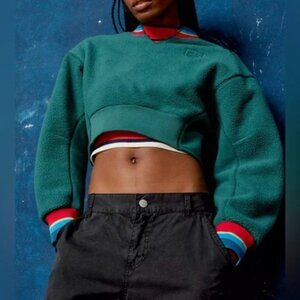 Urban Outfitters BDG Collins Fleece Pullover Sweatshirt In Dark Green Size Small